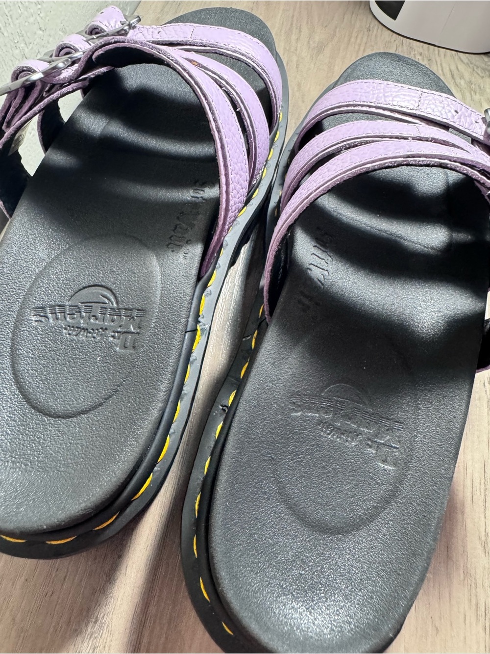 NEW Dr. Martens Blaire Flower Buckle Milled Nappa Slide Sandals in Lilac Sz 9 W - Picture 6 of 11
